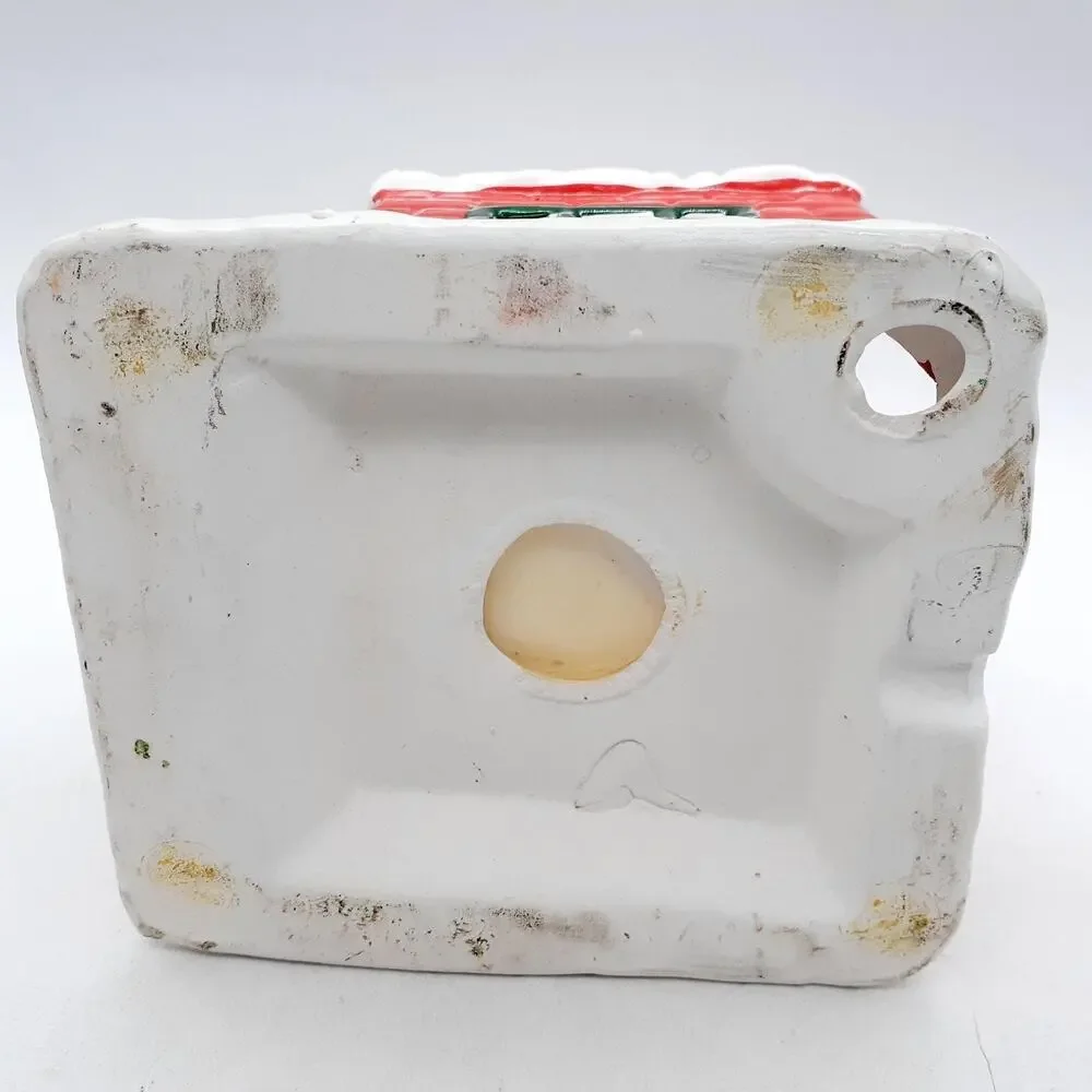 Ceramic Christmas House Tealight Candle Holder Small Red Roof Holiday Decor